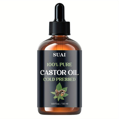 Castor Oil 100% Pure Cold Pressed 1.69oz for Hair Growth Eyebrows Eyelashes Skin Moisturizing Body Oil Plant Extract Hypoallergenic Smooth Soft Skin Care for Women Men