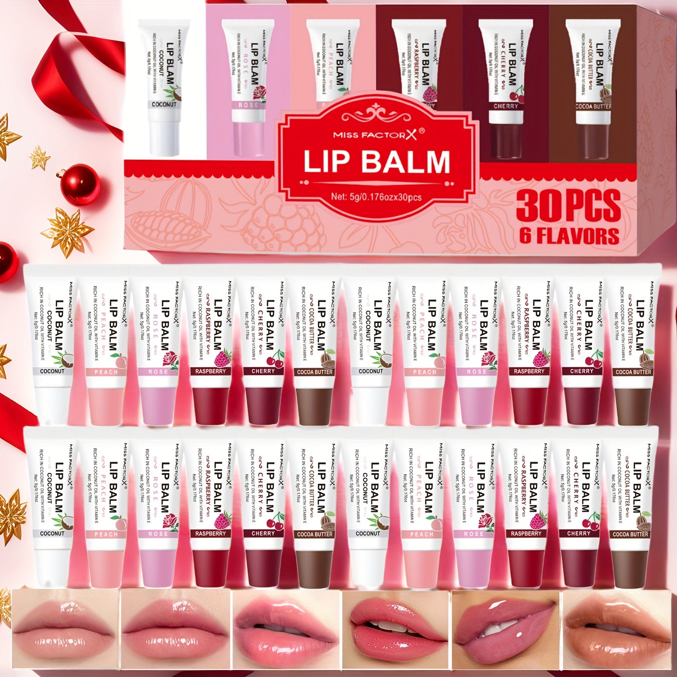 30pcs/box 6-color Lip Gloss Set, with Glossy Liquid Lipstick, Moisturizing Lip Gloss, High-efficiency Lip Gloss, Shiny Anti-transfer, Long-lasting Waterproof Lip Gloss, Suitable for Women - Unique Gift for Ladies, Perfect Mother's Day Gift