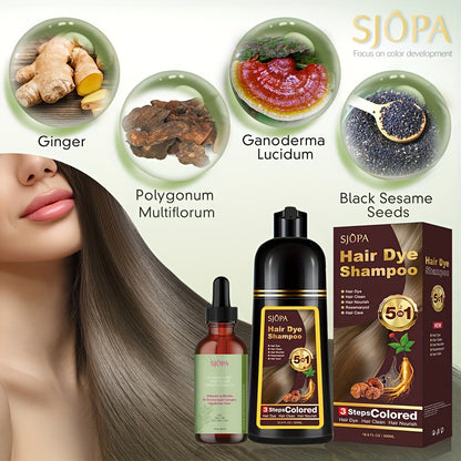 Hair Dye Kit – 3-in-1 Hair Dyeing Shampoo with Rosemary Oil & Squalane, Natural Plant-Based Formula, Gentle on Skin, Fast Color, Multi-Shade Home Hair Color Set