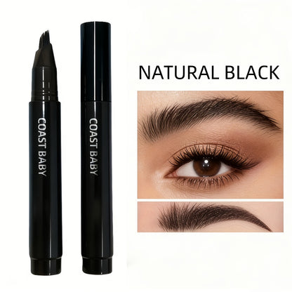 Eyebrow Pencil 2-Pack Multi-Fork Tip – Waterproof 4 Color Brow Pen for Natural Hair Stroke Effect, Hairline Filler & Long-Lasting Wear