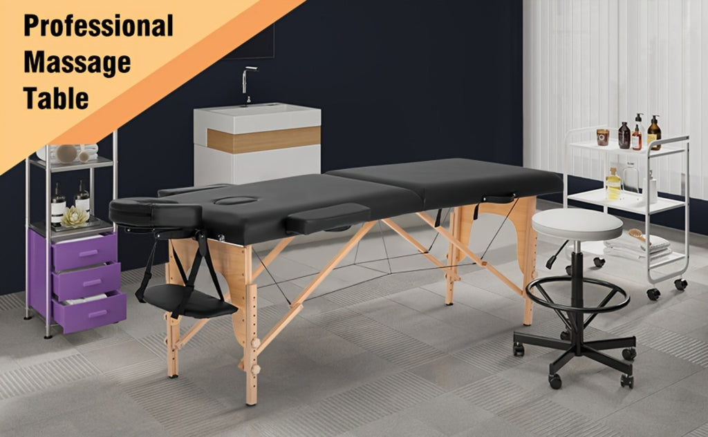 2 Fold Massage Table Portable Massage Bed Lash Spa Bed Tattoo Face Cradle Bed Adjustable with Bag