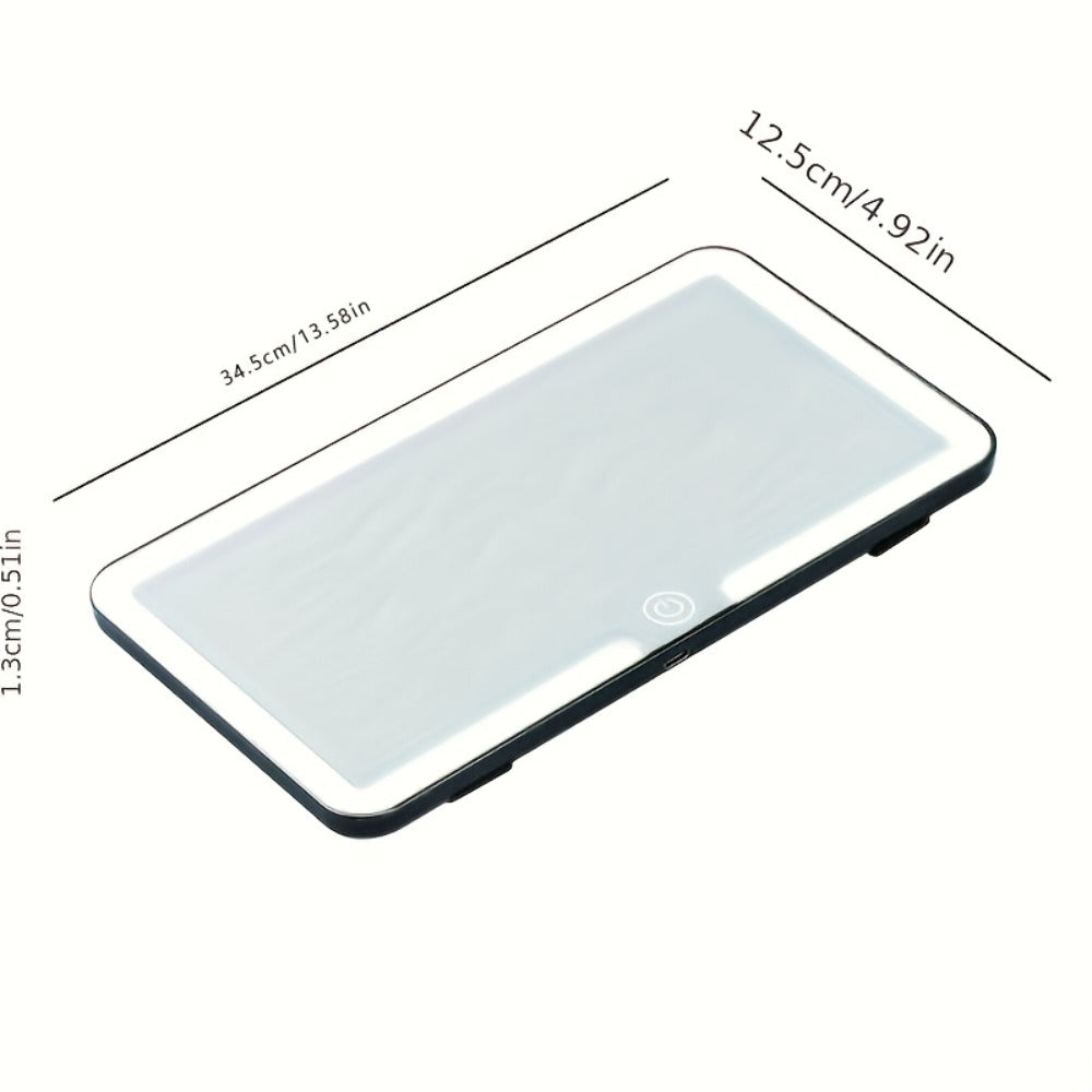 Car Vanity Mirror LED Lighted Ultra Thin HD, Touch-Adjustable 3 Lighting Modes USB Powered Sun Visor Mirror for Car Interior Daily Makeup, Women Holiday Gift