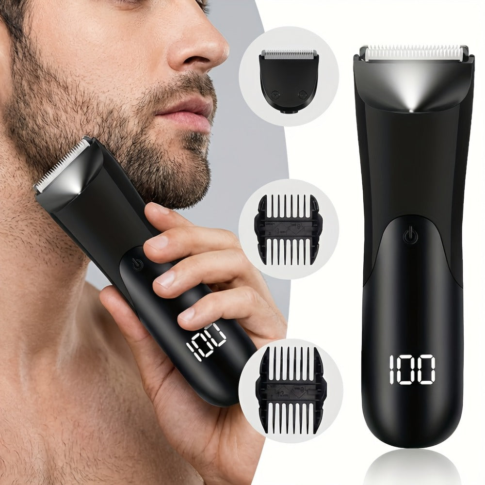 Men'S Groin And Body Hair Trimmer, Electric Ball Trimmer Public Trimmer, with 2 Protective Cover Kits, Ceramic Blade Head, Dry And Wet Shaver-Usb Rechargeable Electric Shaver, 500Mah Lithium Battery Gift Set, Valentine'S Day Gifts, Father'S Day Gift