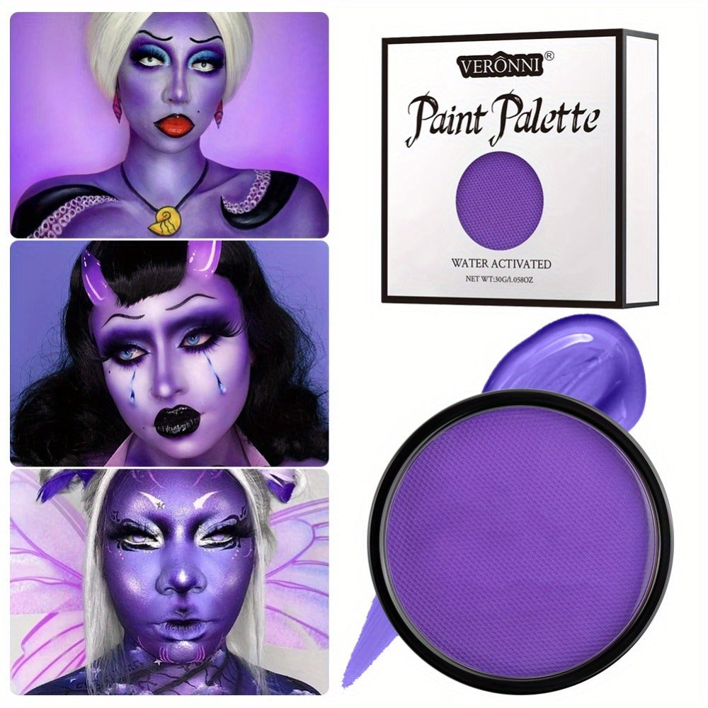 Water Based Face Paint Kit, Black & White Water Activated Face Body Painting Makeup Palette Cosplay Halloween Paint Palette with 10 Brushes