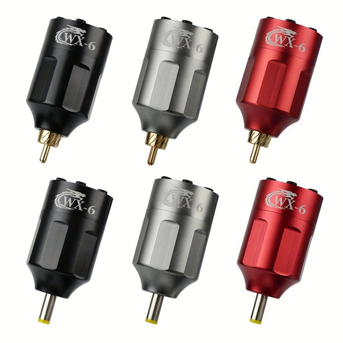 Tattoo Battery Wireless Power Supply Portable Rechargeable - LED Digital Display RCA DC Connector Coreless Motor for Rotary Tattoo Pen Machine Red Silver Black