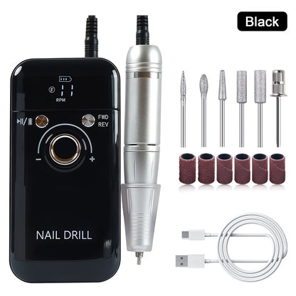 Electric Nail Drill Machine 45000RPM with LCD Display – Rechargeable Low Noise Nail File for Gel Polish Removal, Acrylic Nails & Nail Polishing | Professional Nail Drill for Home & Salon Use