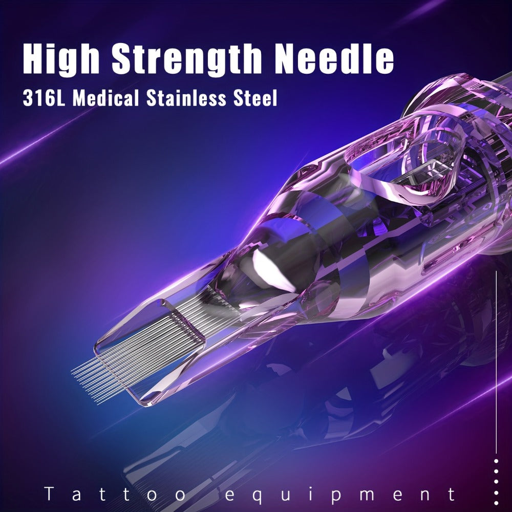 Disposable Tattoo Cartridge Needles 50pcs Mixed RL RS RM M1 - Stainless Steel Round Liner Shader Magnum Weaved Mag for Professional Tattoo Studio & Artists
