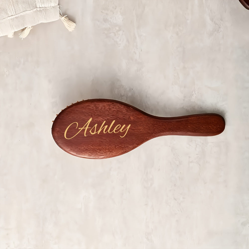1pc Personalized Engraved Wooden Hair Brush | Custom Name Comb Crimson Handmade Bridesmaid & Wedding Party Gift Suitable for Women 15+ | Mother's Day Gift | Teacher's Day Gift