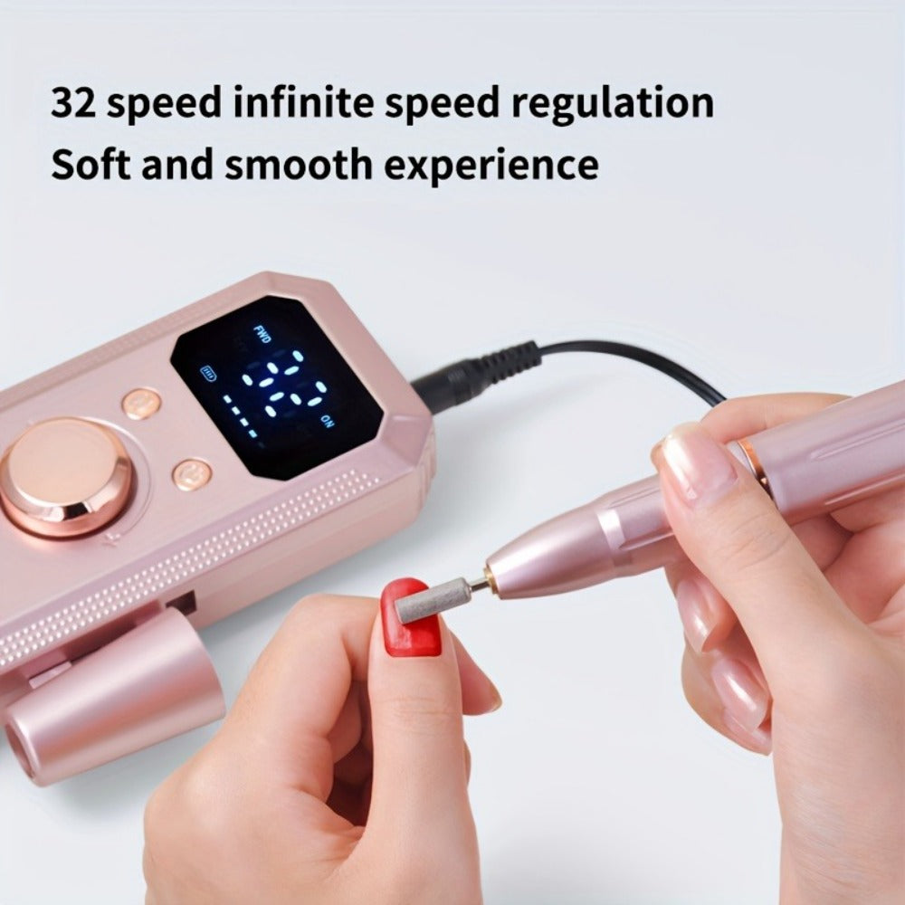 Rechargeable Electric Nail Drill, Professional Portable E-File for Acrylic Nails, Natural Extensions, and Gel Nails, Polishing Machine with 11 Grinding Bits and 20 Sanding Discs, Cordless High-Speed for Salon and Home Use, Women's Holiday Gift