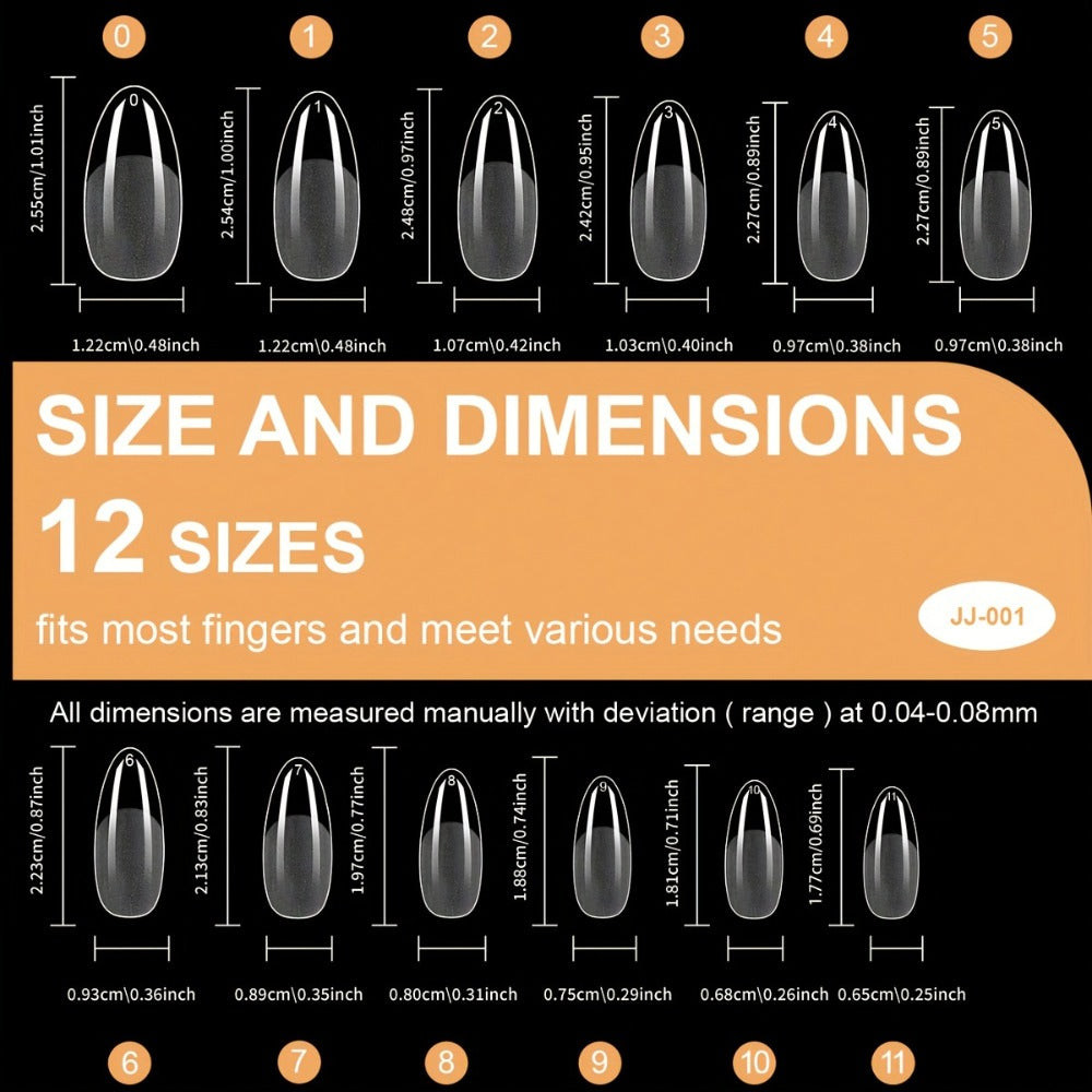 Soft Gel Nail Tips 600 Pieces - Clear Crystal Full Cover False Nails for Extensions | Almond Oval Square Coffin Stiletto Short Medium Long, Semi-Gloss Transparent Nail Tips for Nail Art Salon & DIY