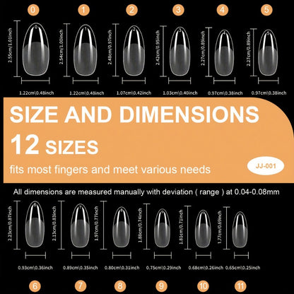 Soft Gel Nail Tips 600 Pieces - Clear Crystal Full Cover False Nails for Extensions | Almond Oval Square Coffin Stiletto Short Medium Long, Semi-Gloss Transparent Nail Tips for Nail Art Salon & DIY