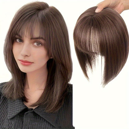 Hair Topper for Women Thinning Hair Crown Coverage with Bangs 10 Inch Lightweight Top Wig Hair Volume Increase Piece Black Dark Brown Light Brown