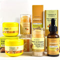 5pcs Turmeric Vitamin C Facial and Hand Foot Care Set, Hydrating Moisturizing Cream with Fine Texture, Instant Hydration, Brightening, Plumping Light Beige, Softens, Smooths, and Balances Light Beige