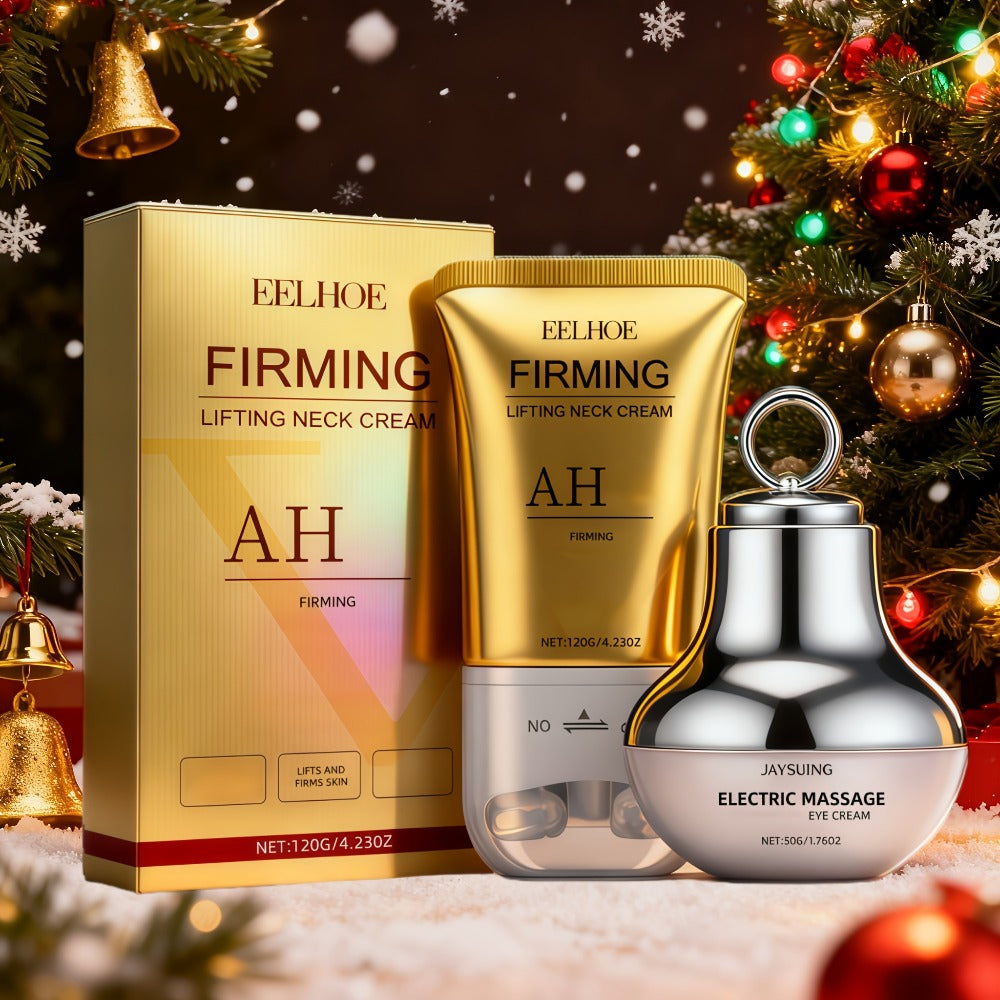 [Instant Tightens]Eye And Neck Firming Care Kits 2pcs, Containing Firming Eye Cream And Neck Care Roller Cream, Containing Small Fruit Coffee Seed Extract, Hyaluronic Acid, Perfect Gift, Gift, Fall Winter Skincare, Fast-Dry, Non-Sticky
