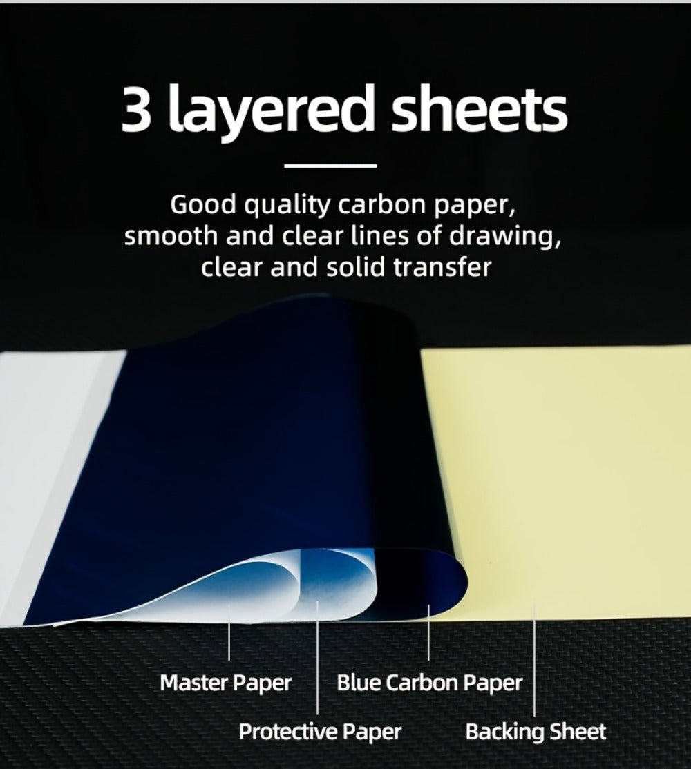 100pcs Tattoo Transfer Paper - Thermal Paper Transfer Board Paper, Tattoo Stencil Paper, 4 Layer Thermal Stencil for Professional Tattoo Supplies, Tattoo Drawing Paper - Tattoo Transfer Paper And Tattoo Drawing Accessories