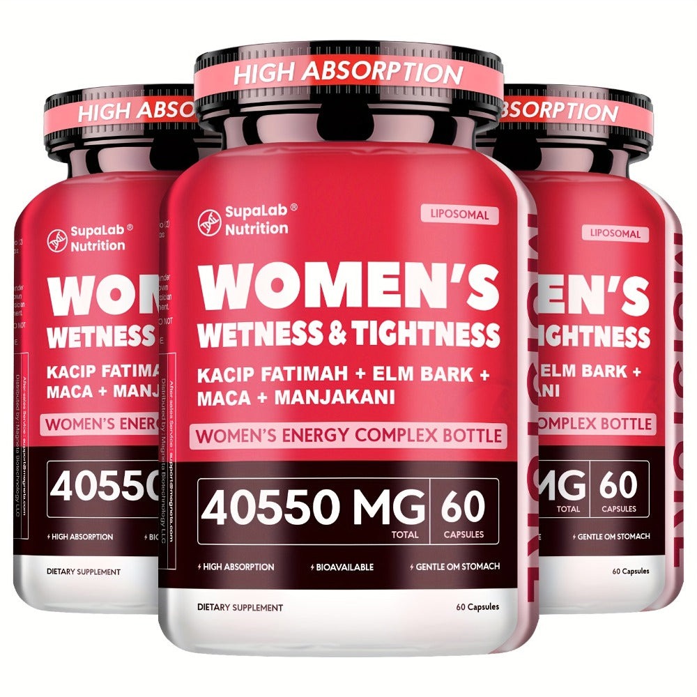 Women's WETNESS & TIGHTNESS Capsules - Natural Hydration & Elasticity, Comfort & Confidence, Postpartum Health- with Kacip Fatimah, Fenugreek, Slippery Elm, Manjakani, And Maca Root, 30 Servings