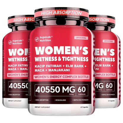Women's Intimate Wellness Capsules with Kacip Fatimah, Manjakani & Maca Root - Natural Hydration, Tightness & Elasticity Support - Postpartum & Hormonal Balance - 30 Servings