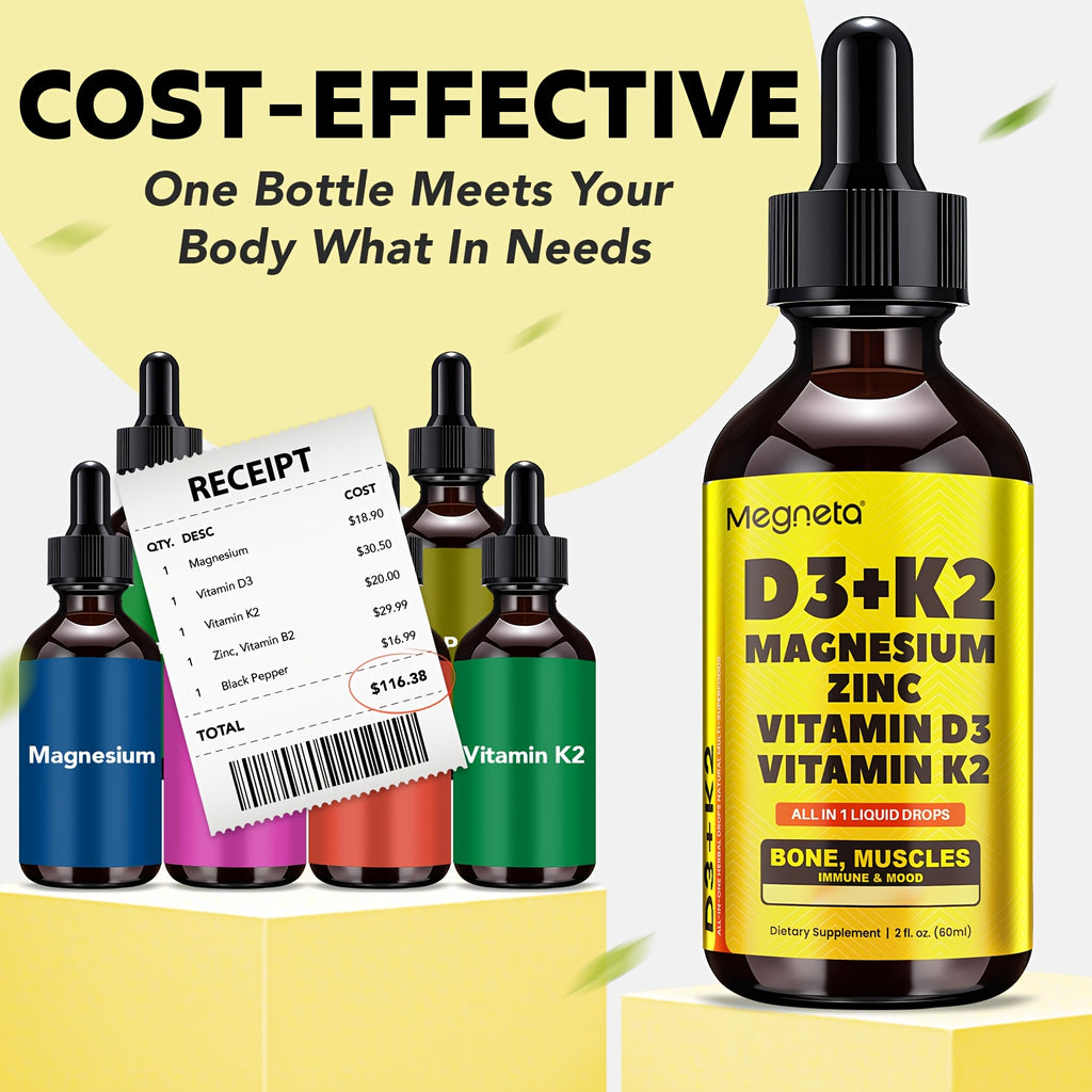 Vitamin D3 10000 IU & K2 As MK-7 120mcg with Magnesium, Vitamin B2, Zinc, Sugar-Free Vitamin D Liquid |Calcium Absorption for Mood & Immune Health - 2fl.oz, 30 Days