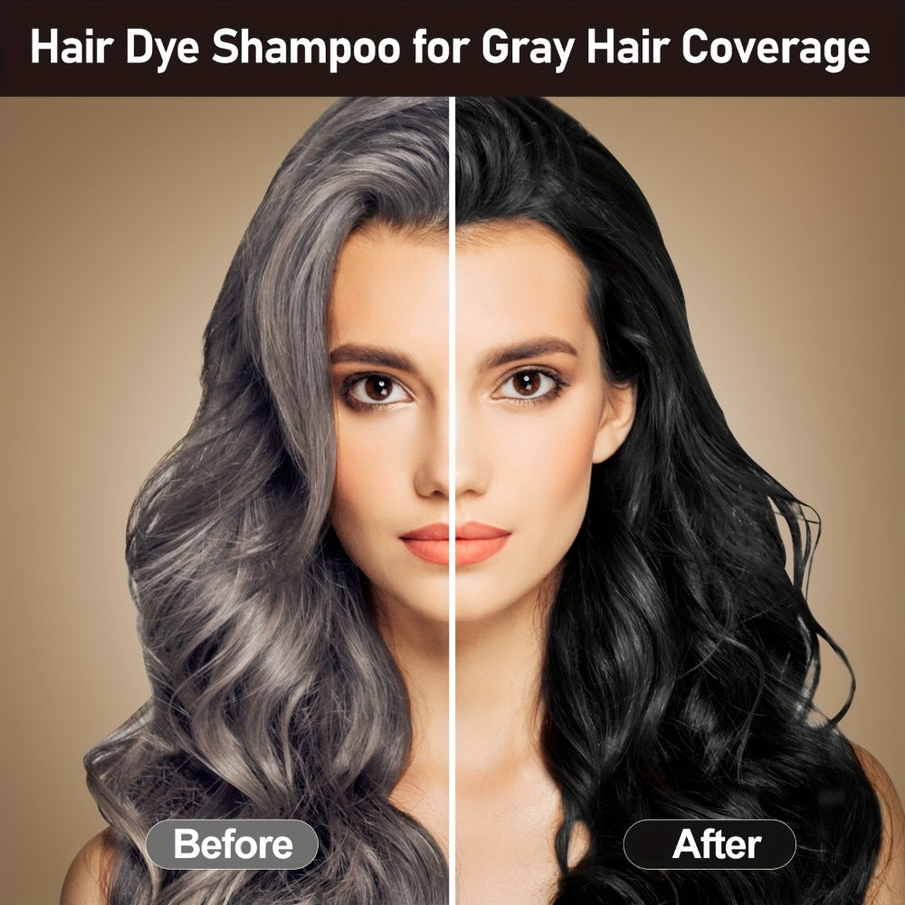 16.91oz Hair Dye Shampoo for Grey Hair, Natural Plant-Based Dye, Herbal Natural Hair Dye 3In 1- Dyeing And Washing Care, Non-Stick to The Scalp, Covering White Hair, Hair Dye Hair Color Shampoo Coloring in Minutes for Unisex (Black, Brown)