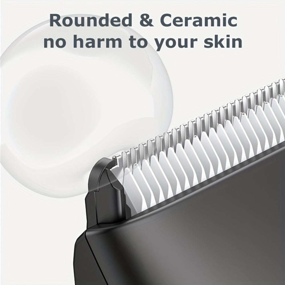 Ball Trimmer For Men - IPX7 Body Hair Trimmer, Ceramic Blade, LCD Battery Display, Replaceable Blade Head, Electric Groin & Pubic Shaver ES030