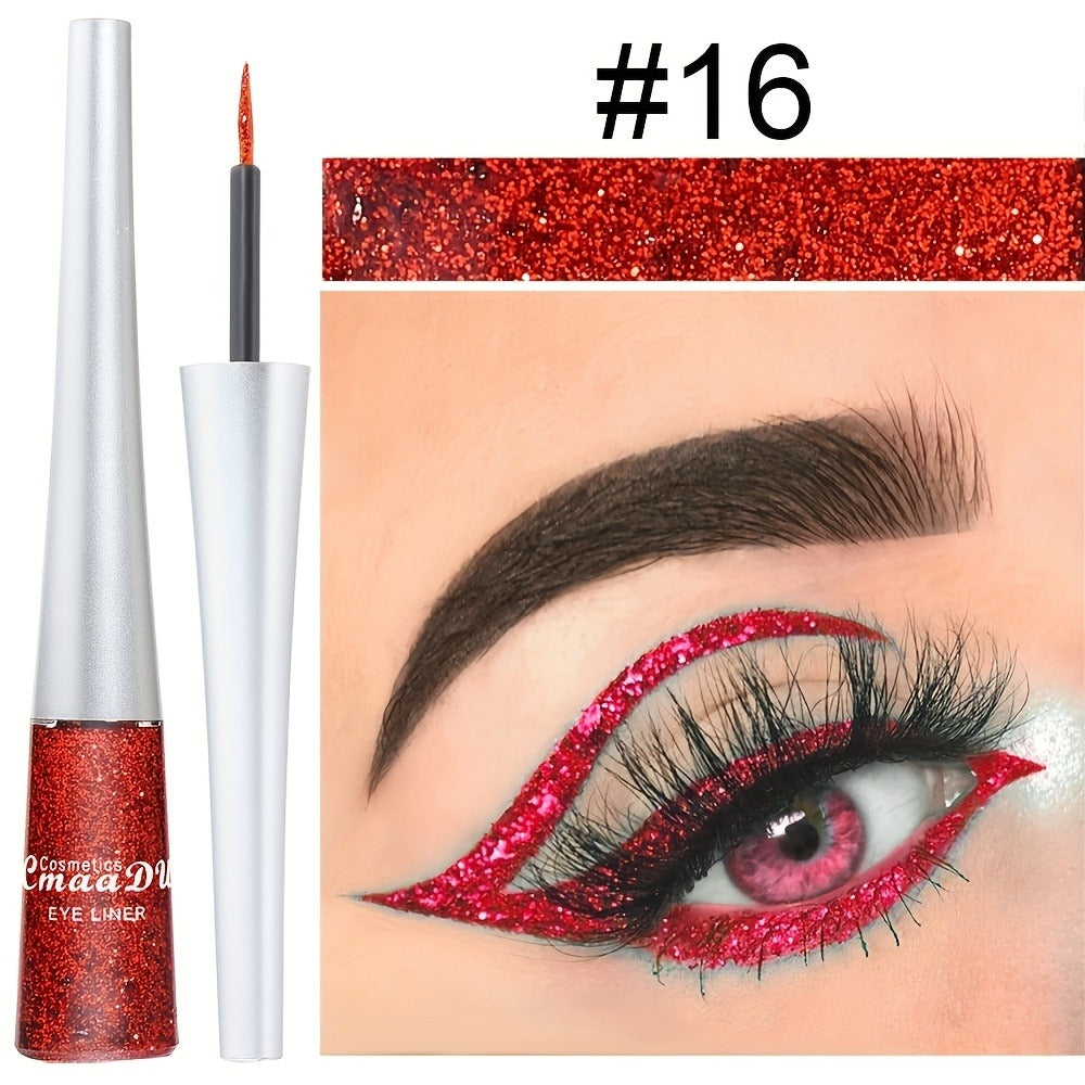Glitter Liquid Eyeliner Set 16 Colors Sparkling Eye Liner Kit Waterproof Long Lasting Party Stage Festival Makeup Beauty Tool