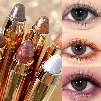 Eyeshadow Stick 6pcs Shimmer Double Head Highlighter Pen One Touch Application Luminous Eye Makeup - Plant-Based Squalane Formula for Beginners & Beauty Lovers