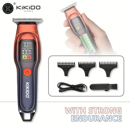 Electric Hair Clipper USB Rechargeable — KK-A2 Portable Hair Trimmer with LED Display, 2-Speed Adjustable 0-100 RPM, Interchangeable Limit Comb, Fast Charging, Home & Travel Grooming