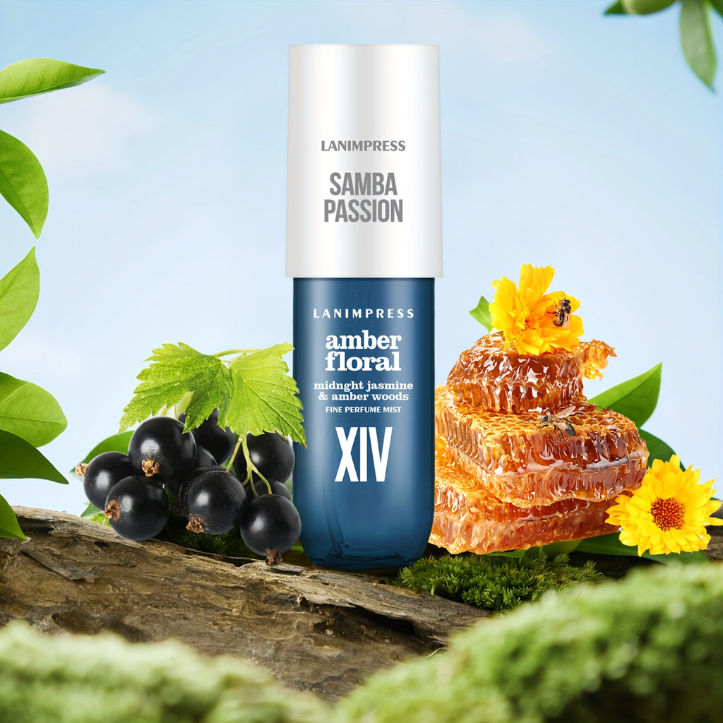 3.0 FL OZ NEW Look Samba Passion Body & Hair Fine Perfume Mist With Amber Floral Notes Perfect For Halloween Christmas Valentine'S Day Gift Or Everyday Wear For The Modern Lady Travel Size Long Lasting Perfume Spray