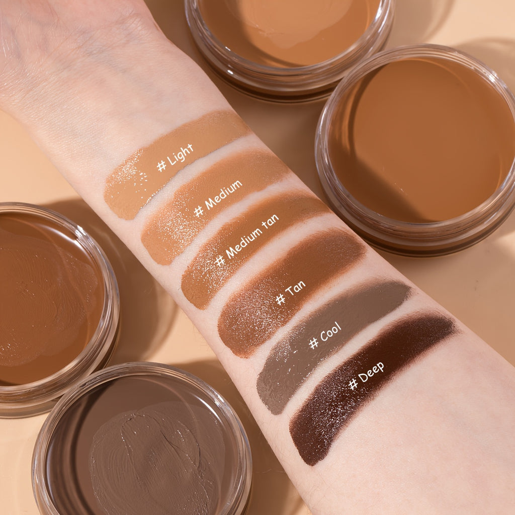 Matte Velvet Foundation Cream (for Medium to Dark), Nourishing Non-Caking Foundation-Full Coverage, Long Lasting Controls Oil & Waterproof, Pore-less, Smudge-proof, Not Easy to Remove, 0.7oz BIG Volume Flawless Cream Bronzer Makeup