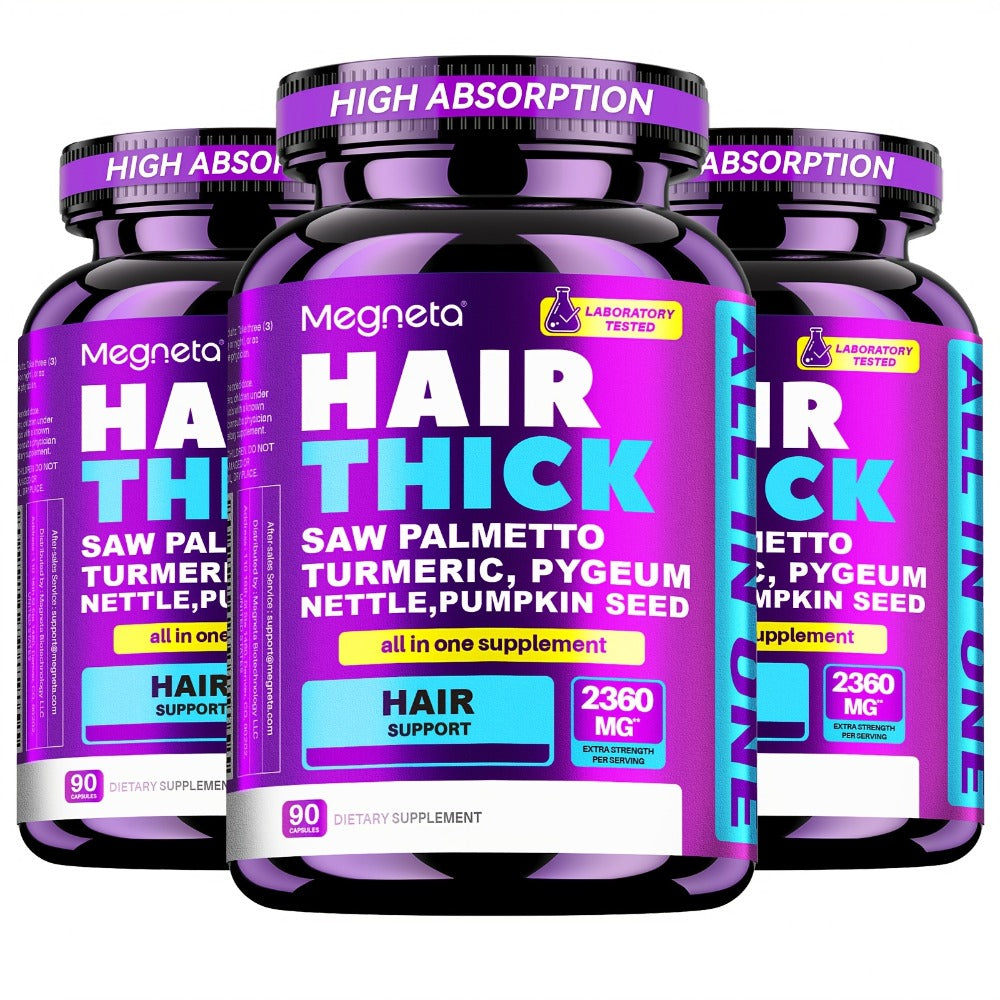 Hair Thick Supplements -Hair Density & Strength, Scalp Coverage & Hair Volume, Nourishes Thinning & Loss | Biotin, Collagen Peptide, Saw Palmetto, Vitamin C, D3, E & Hyaluronic Acid, Amino Acids Complex | Stomach-Friendly Formula, 90pcs