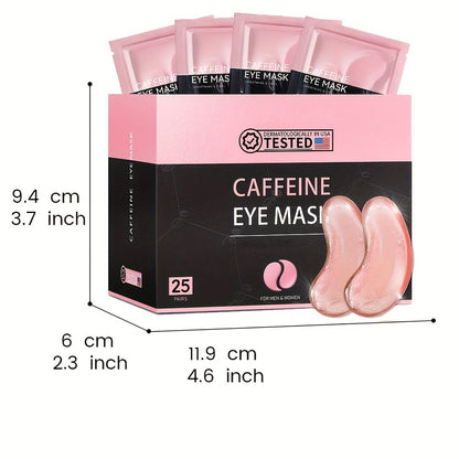 Eye Patches for Dark Circles & Puffiness - Caffeine Collagen Under Eye Mask, Anti-Wrinkle Gold Eye Bags Treatment Skin Care, 25 Pairs