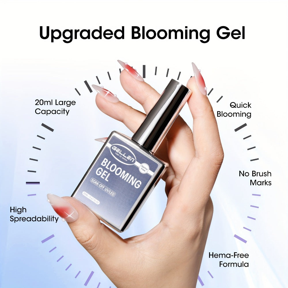 Gellen Blooming Gel 0.68oz 2pcs Hema Free Clear LED Blossom Gel Polish for Spreading Effect Marble Natural Stone Watercolor Floral Print Soak Off DIY Nail Art Design Manicure Christmas Gift for Women