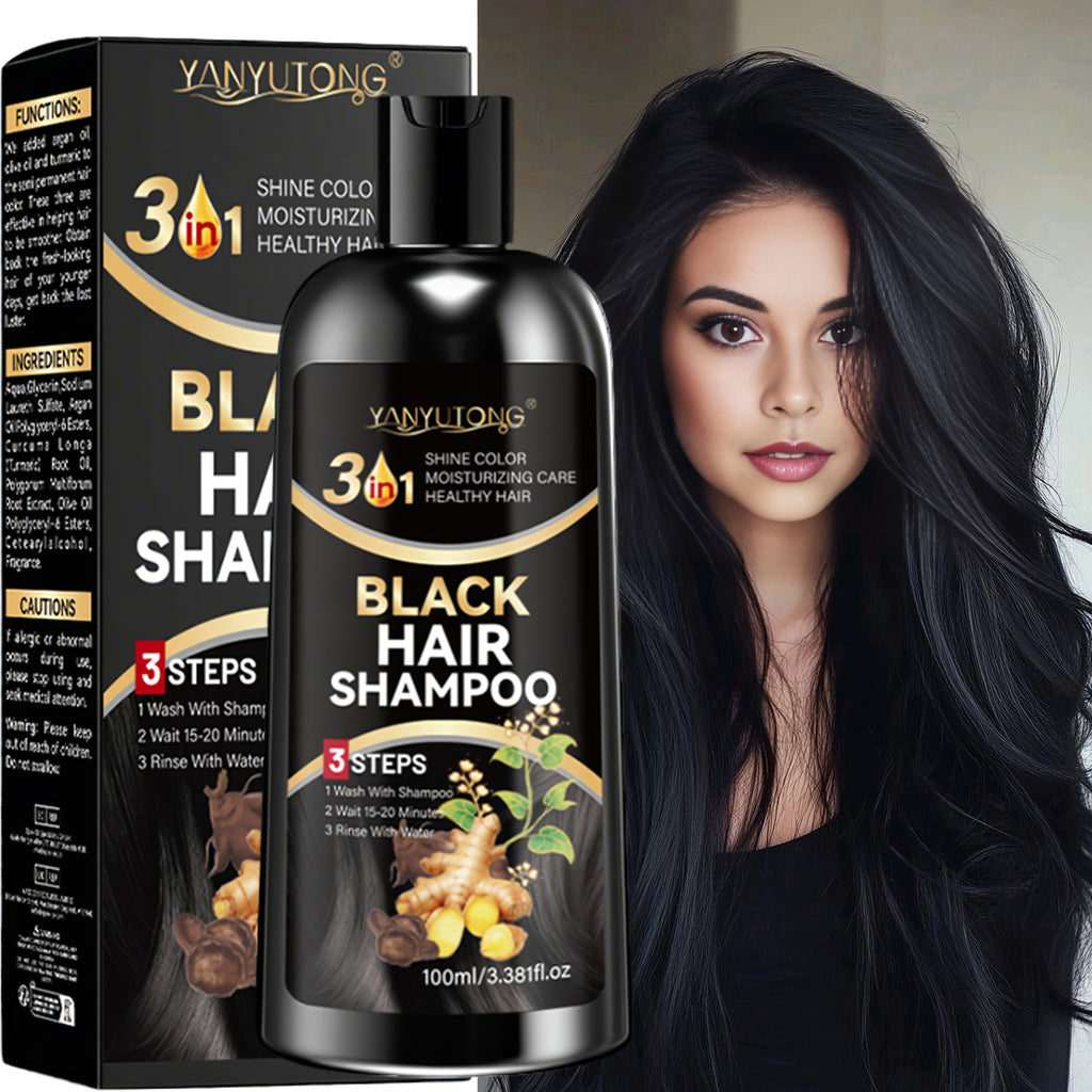 3.38oz Black Hair Dye Shampoo, Plant-based Extracts, Including Polygonum Multiflorum And Ginger Extracts, Instantly Covers Gray Hair, Gentle And Non-damaging, Long-lasting Color, Suitable for Both Men And Women, The Perfect Christmas Gift.