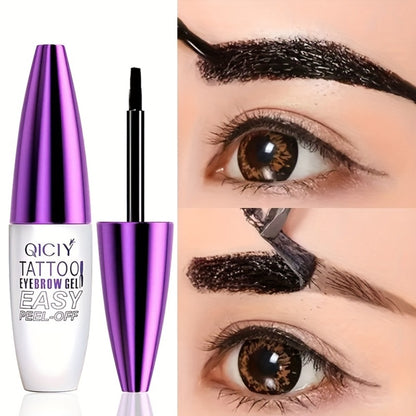 Tattoo Eyebrow Gel 4-Pack Semi-Permanent — Waterproof Long-Lasting Eyebrow Tint Cream with Plant-Based Squalane, Easy Peel-Off, 4 Shades All Skin Types