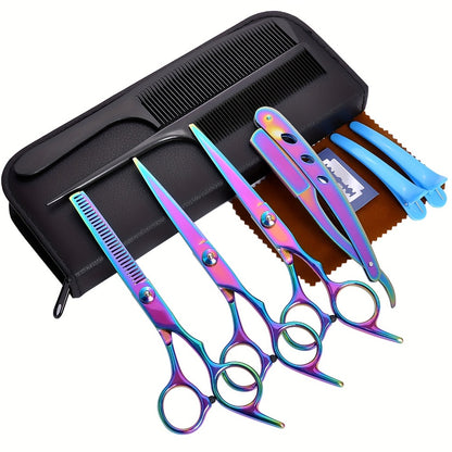 Hair Cutting Scissors Set 16pcs Professional 6.0 Inch Salon Shears Thinning Scissors Bangs Flat Cut Blending Diagonal Tail Styling Accessories for Men Women