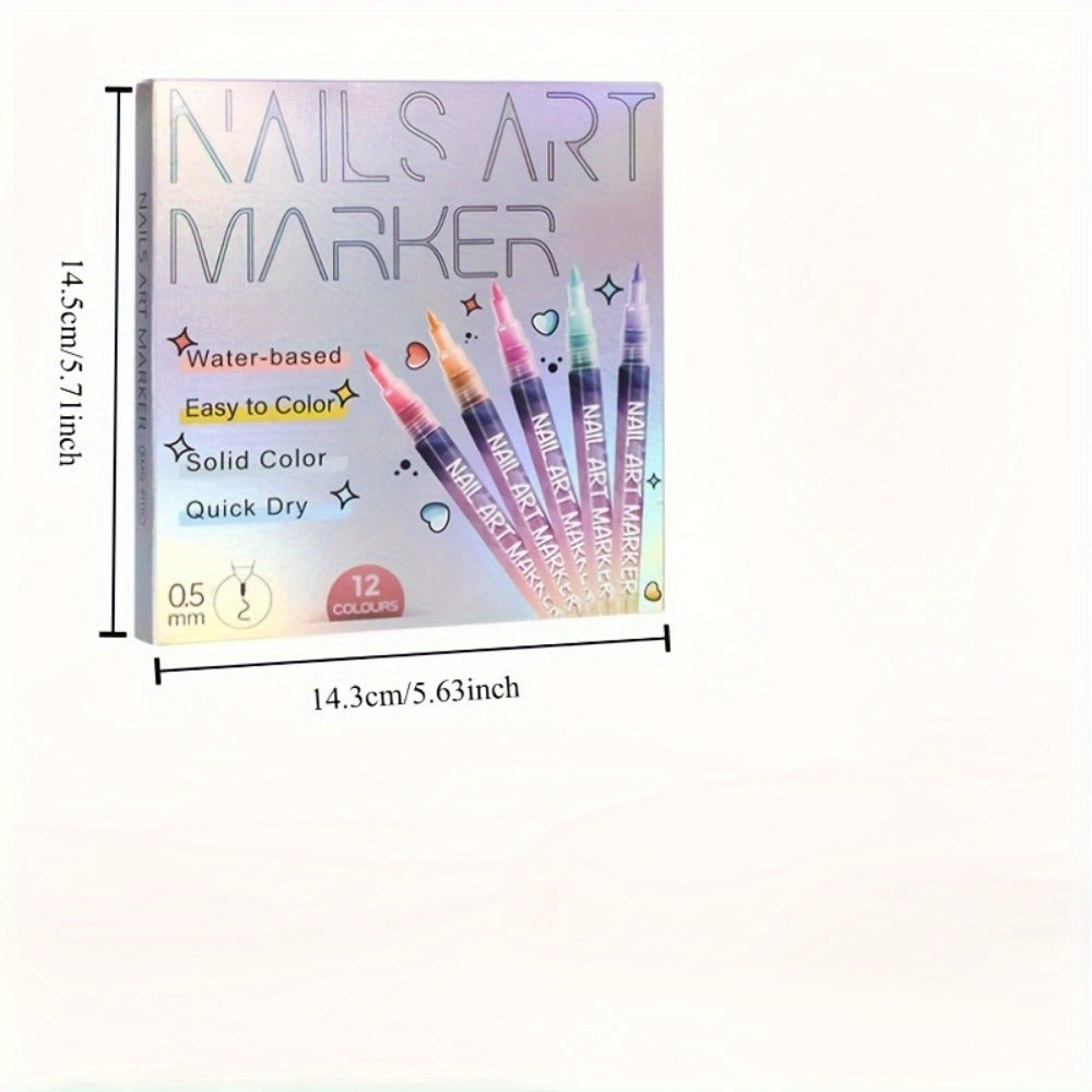 1 Set Nail Art Pen, 12 Color Nail Art Pen, Nail Art Pen DIY, Quick Drying Point Pencil, Precision 3D Graffiti Nail Art Pen, Suitable for, Family And Salon DIY, for Valentine's Day/New Year/party/graduation Gifts, School Supplies, Back to School.