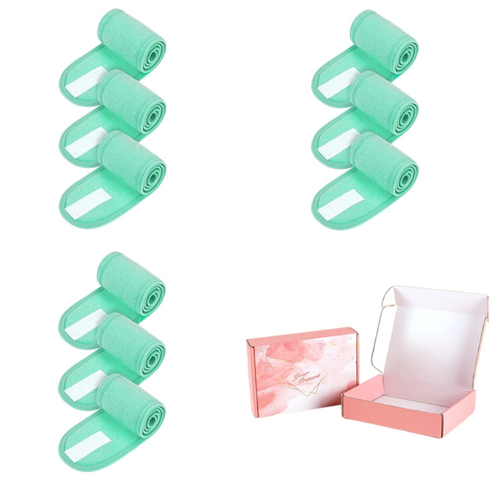 9pcs 2025 Women'S Spa Facial Headband Set Color Solid Color Adjustable Face Wash Headband Flannel Skincare Headband Makeup Headband for Face Wash, Shower, Yoga