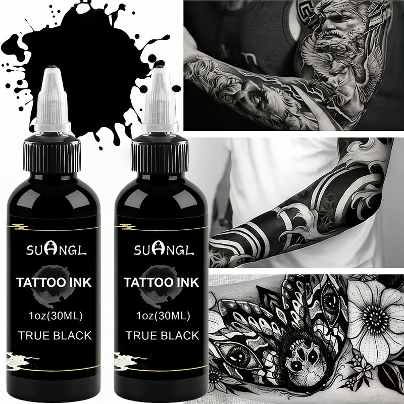 Professional Tattoo Ink Black & White 1.01oz — High Brightness Fine Particle Formula, Needle-Compatible Permanent Body Ink for Tattoo Machines, Studios & Hobbyists