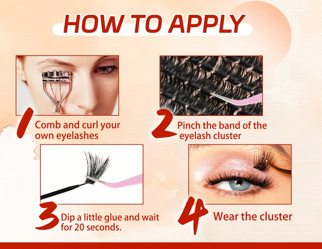 100D/100D Set Volumised Cluster Lashes Single Cluster Lash Extensions Soft & Reusable DIY Cluster Lash Extension Kit Packaging Random