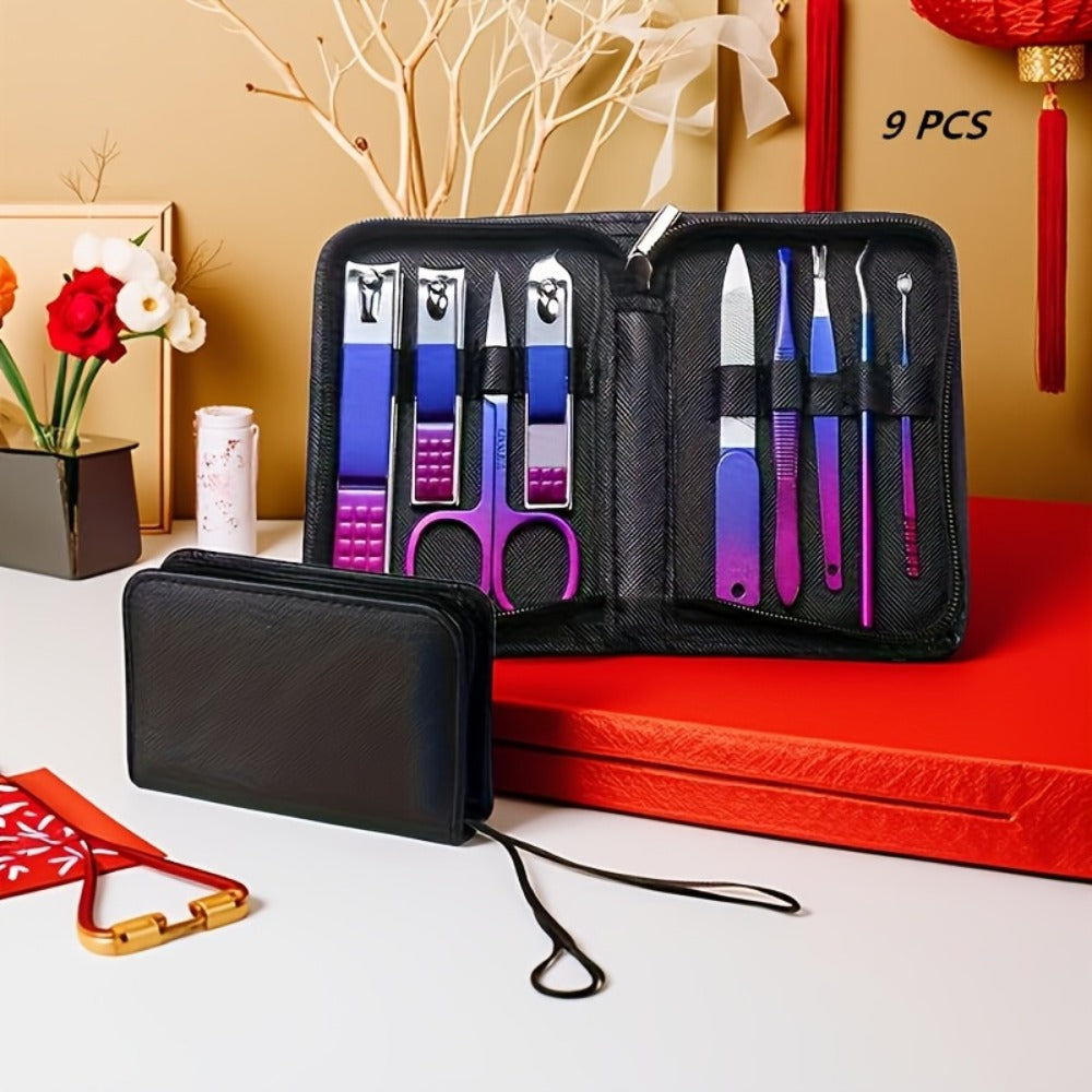 9/18/30/60pcs Manicure Set | Gradient Purple-Blue, Black, Pink, Dark Green Options | Professional Nail Clipper & Pedicure Kit | Portable Travel Grooming Tools For Cuticle Trimming & Nail Care | Ideal Valentine'S Day & Spring Festival Gift For Her