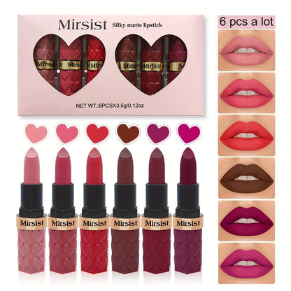 Matte Lipstick Set 6 Colors Waterproof Long Lasting Lip Gloss - Smudge Proof Non-Fading Velvet Lip Color Berry Red Tones for All Skin Types Daily Wear Special Events Holiday Gift
