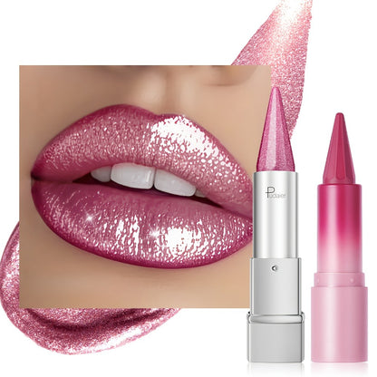 Metallic & Matte Lipstick Set 2pcs — Highly Pigmented Waterproof Pointed-Tip & Shimmer Lip Color Combo, Long-Lasting Beauty Gift for Women