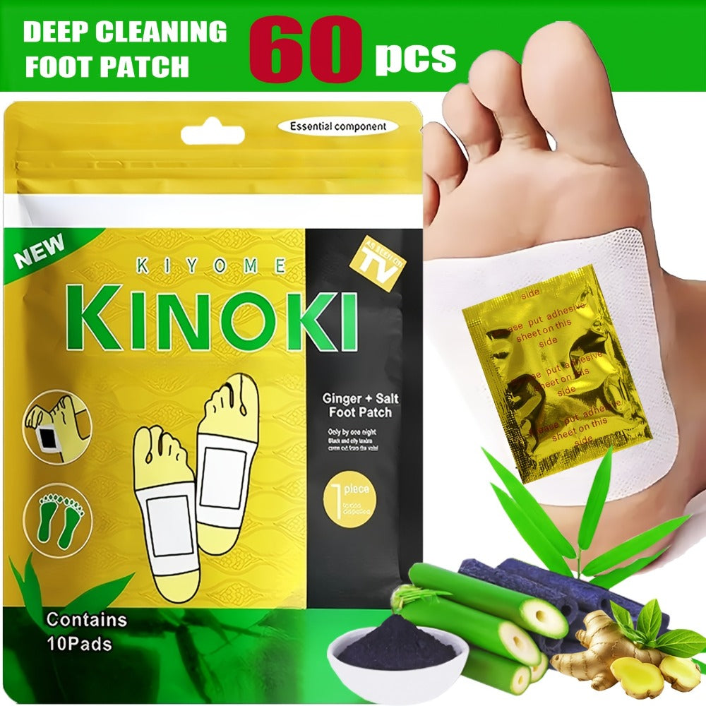 60/160pcs Deep Cleaning And Care Foot Patch Set, Natural Bamboo Vinegar Ginger Powder Plant Ingredients, Non-alcoholic Enhanced Cleaning And Moisturizing, Cheap Foot Care Massage Pad After Foot Bath - Christmas Gift - Local Warehouse