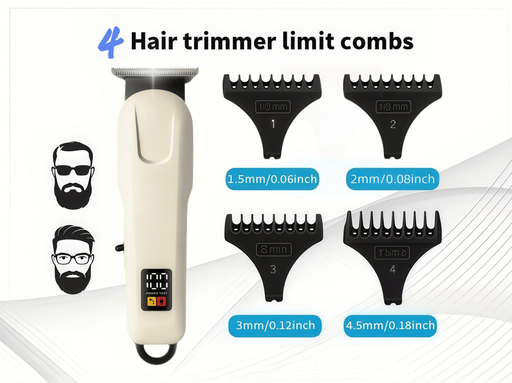 Golden Hair Clipper Professional Set, Men's Hairdresser Set, USB Charging, Large-capacity Battery Life, LCD Display Power, Business Travel Essential, Perfect Gift for Dad, Son, Brother and Friends