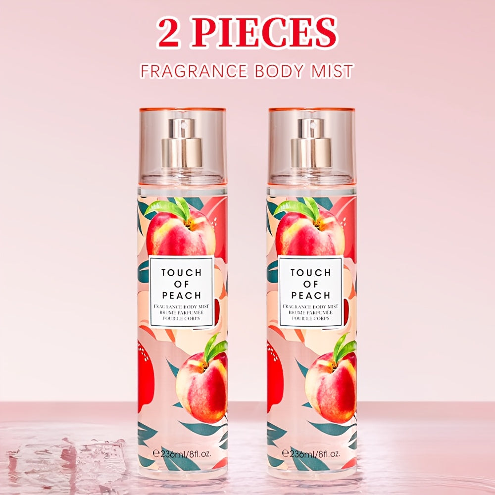 Body & Hair Fragrance Mist for Women 2pcs Set L1ong Lasting Fruity Perfume Spray 8 fl oz Pineapple Coconut Peach Strawberry Watermelon Scents Daily Dating Party Gift