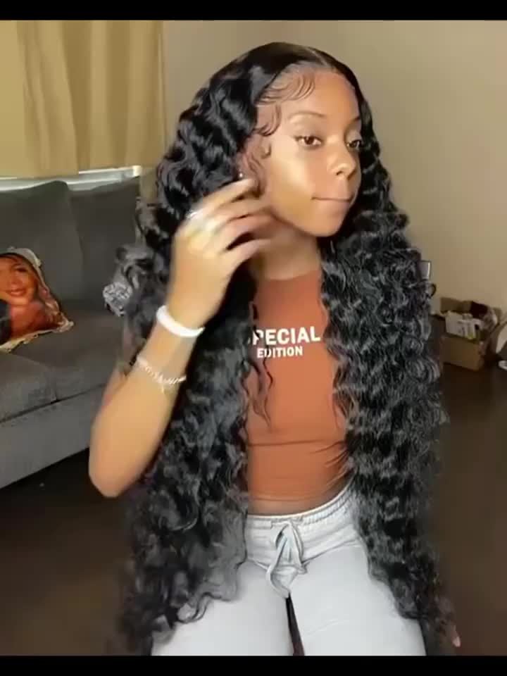 Tewig Bye Bye Knots13x4 Pre Cut Lace Bouncy Deep Wave Glueless Bob Wig 200% Density Wear and Go Glueless Wigs Human Hair Pre Plucked Pre Cut Bob Wigs for Black Women Body Wave Lace Front Wigs Upgraded No Glue