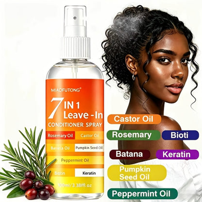 Hair Care Spray 7-in-1 Multi-Effect Leave-In Treatment - Anti Frizz Shine Boost Moisturizing Heat Protection Floral Scent Lightweight Essence Spray for Dry Damaged All Hair Types 100ml
