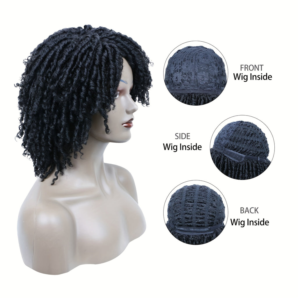 Dreadlock Braided Wigs with Headband Synthetic Goddess Faux Locs Hair Wig with Curly Ends Freetress Twist Crochet Hair Wigs for And Men Wigs Heat Resistant Fiber for Daily Party Use(1B, Dreadlock Wig)