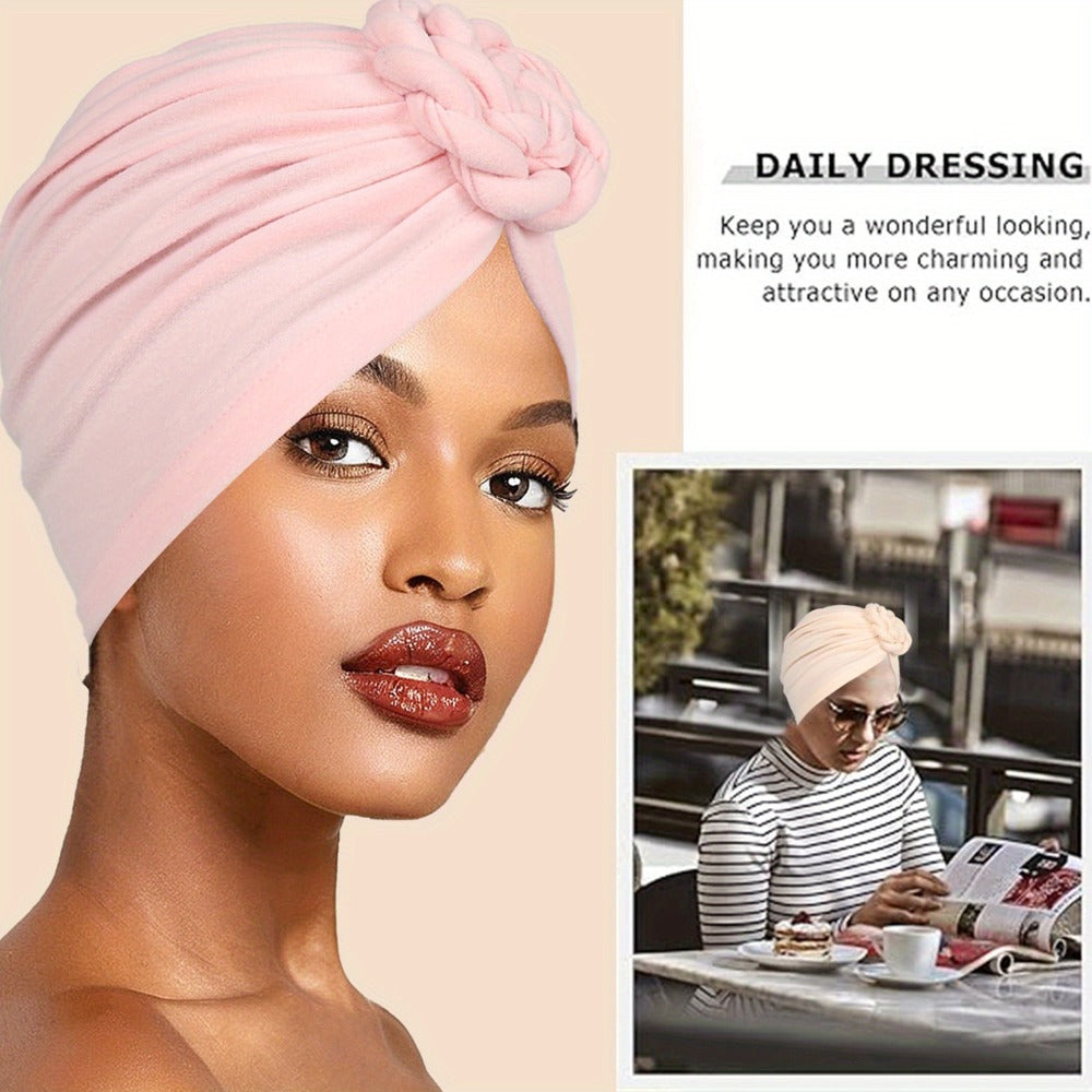 Boho Knit Turban Headbands 5pcs African Indian Style Twisted Knotted Hair Wrap Hat Retro Fashion Versatile Women Head Scarf Baotou Cap Mixed Colors Ethnic Headband Set