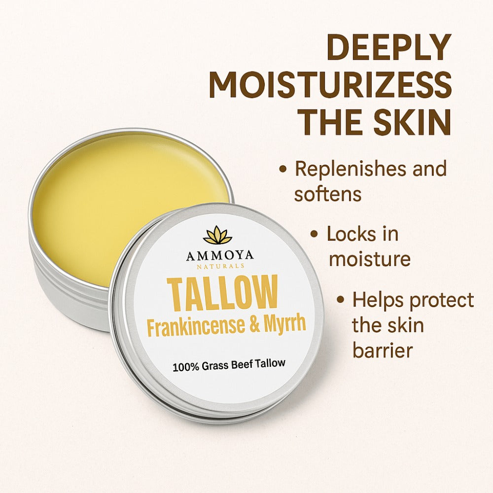 Tallow Balm Grass-Fed Moisturizer Natural Handcrafted Skin Balm for Dry Skin Hands Legs Body 3 Scents Chamomile Rose Honey Frankincense Myrrh Nourishing Whipped Tallow Skin Care Balm Unisex